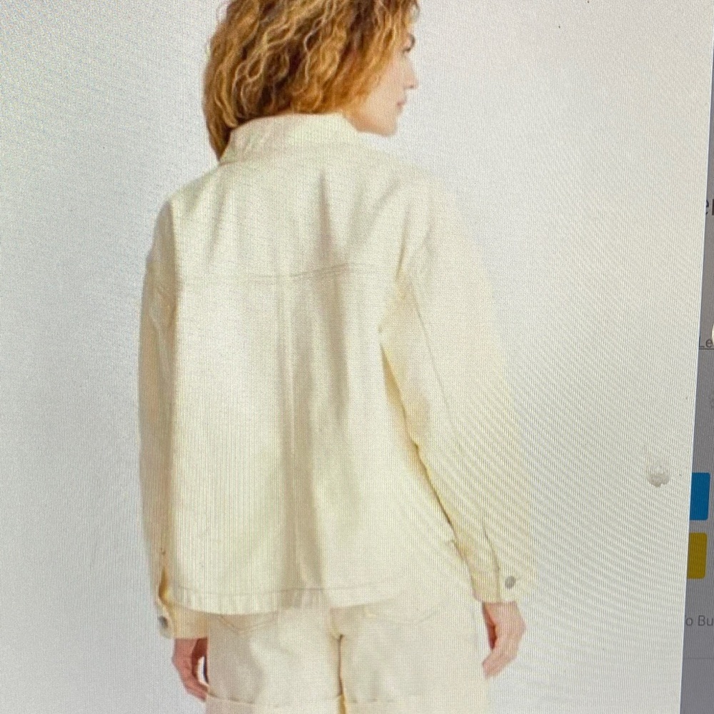 Future Collective Cream Oversized Contrast Stitch Denim Jacket new without tags - Picture 6 of 8